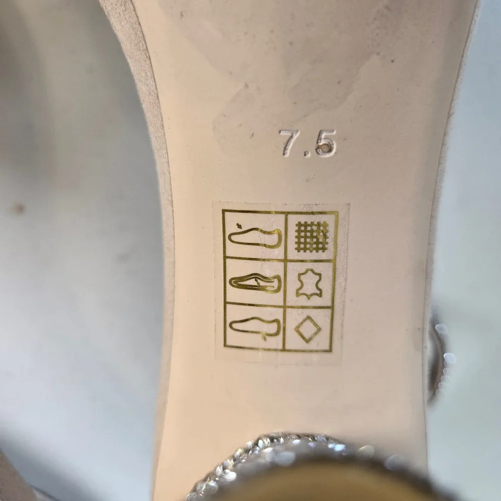 Jeffrey Campbell Laura Crystal Embellished Block Heeled Open Toe Sandal Size 7.5